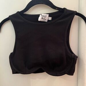 Princess Polly black ribbed tank top, cropped corset under wire